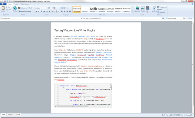 Testing Windows Live Writer Plugins | Software by Default
