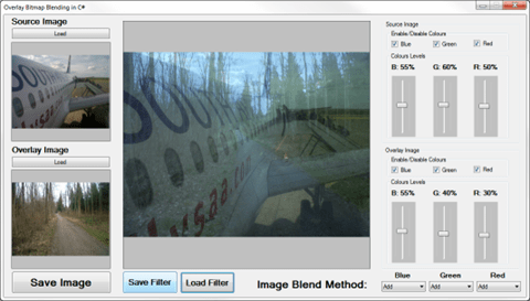 Blending Bitmap images using colour filters
