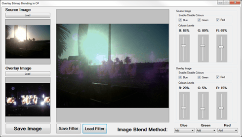 Blending Bitmap images using colour filters